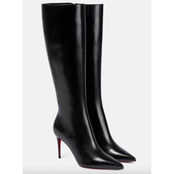 Christian Louboutin Shoes - Christian Louboutin Kate Botta 85 Tall Black Leather Zip Up Knee Boot 38.5